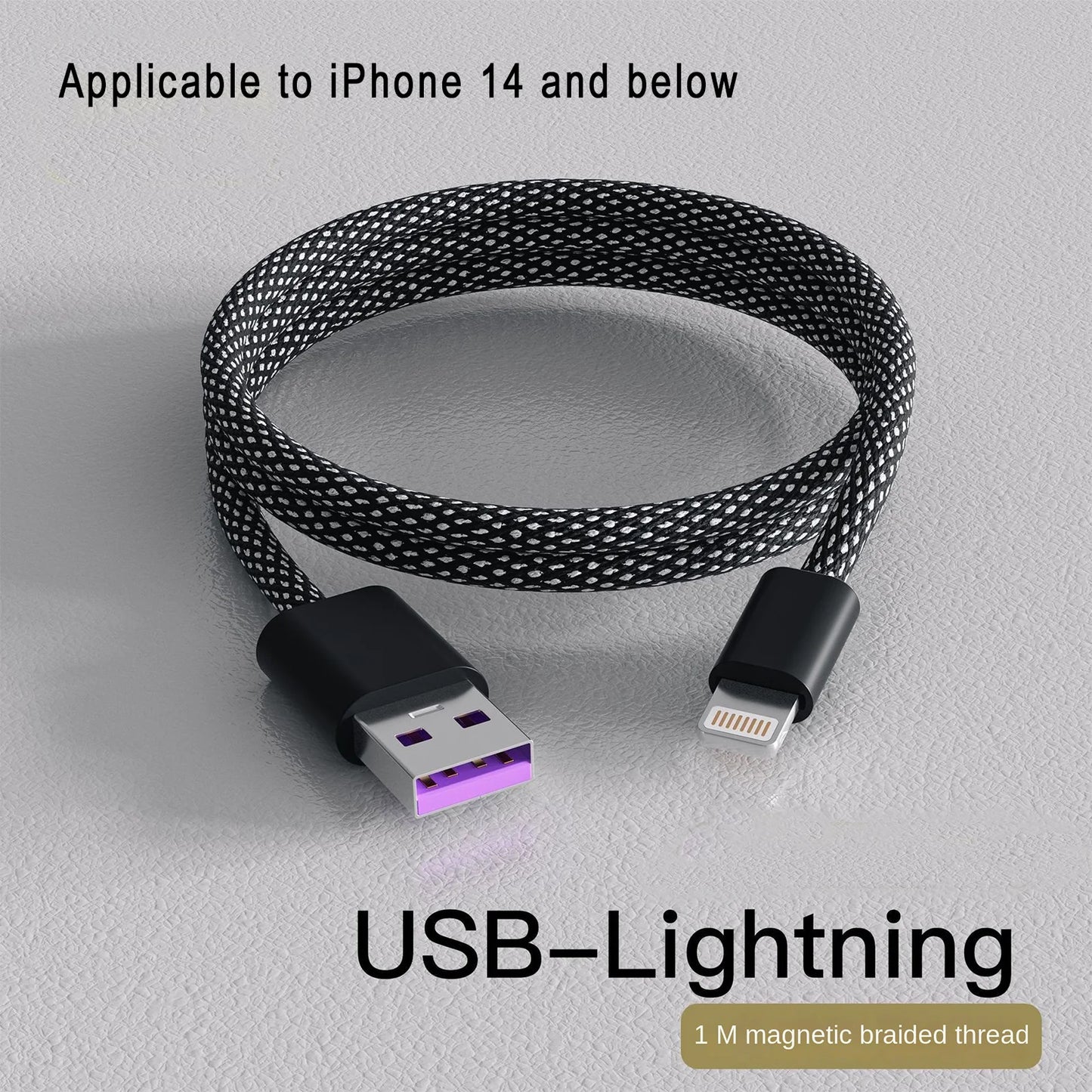 100W Magnetic USB C Charger Cable, 1M Nylon Braided Fast Charging Type C to Type C Cable