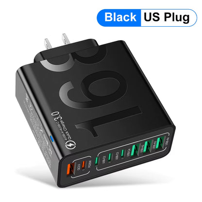 150W Multi-Port USB Fast Charging Wall Adapter for Xiaomi, iPhone, Samsung, Huawei - PD Type C Travel Charger with EU/US/KR Plug Compatibility