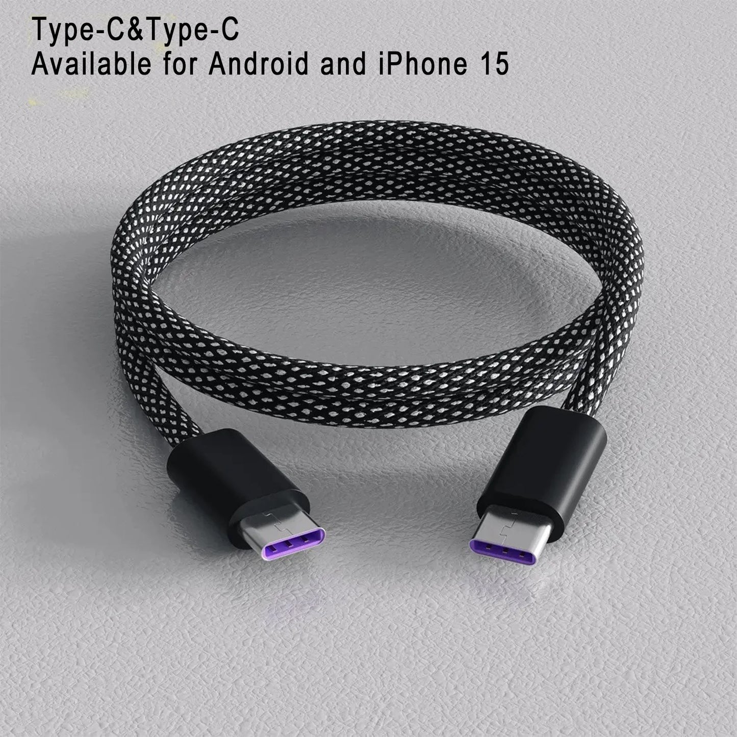 100W Magnetic USB C Charger Cable, 1M Nylon Braided Fast Charging Type C to Type C Cable