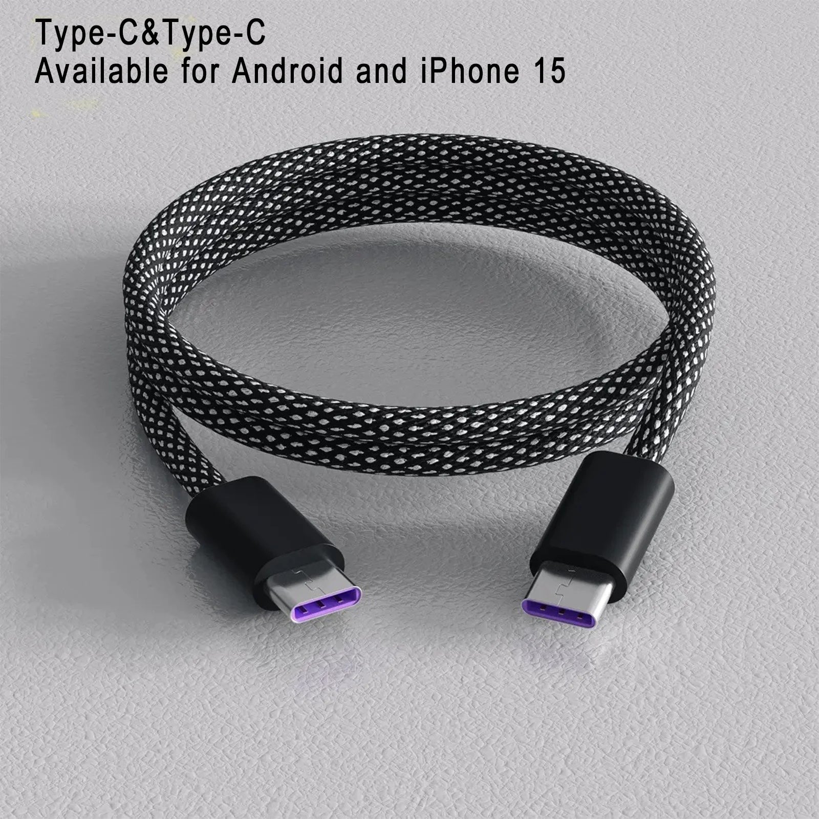 100W Magnetic USB C Charger Cable, 1M Nylon Braided Fast Charging Type C to Type C Cable