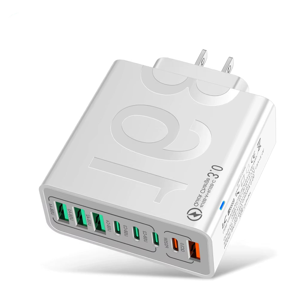 150W Multi-Port USB Fast Charging Wall Adapter for Xiaomi, iPhone, Samsung, Huawei - PD Type C Travel Charger with EU/US/KR Plug Compatibility