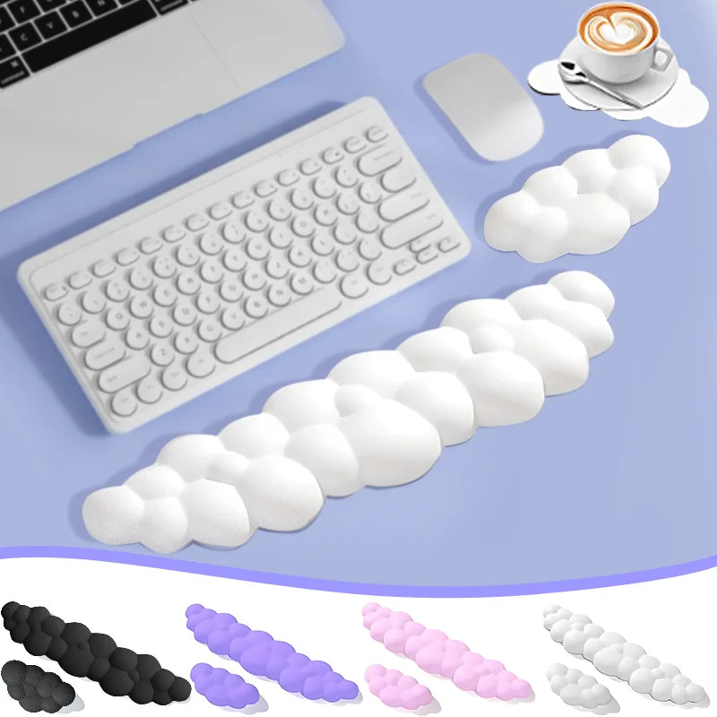 Ergonomic Cloud-Shaped Memory Foam Wrist Rest Pad with Anti-Slip Desk Mat for Enhanced Comfort in Office Settings