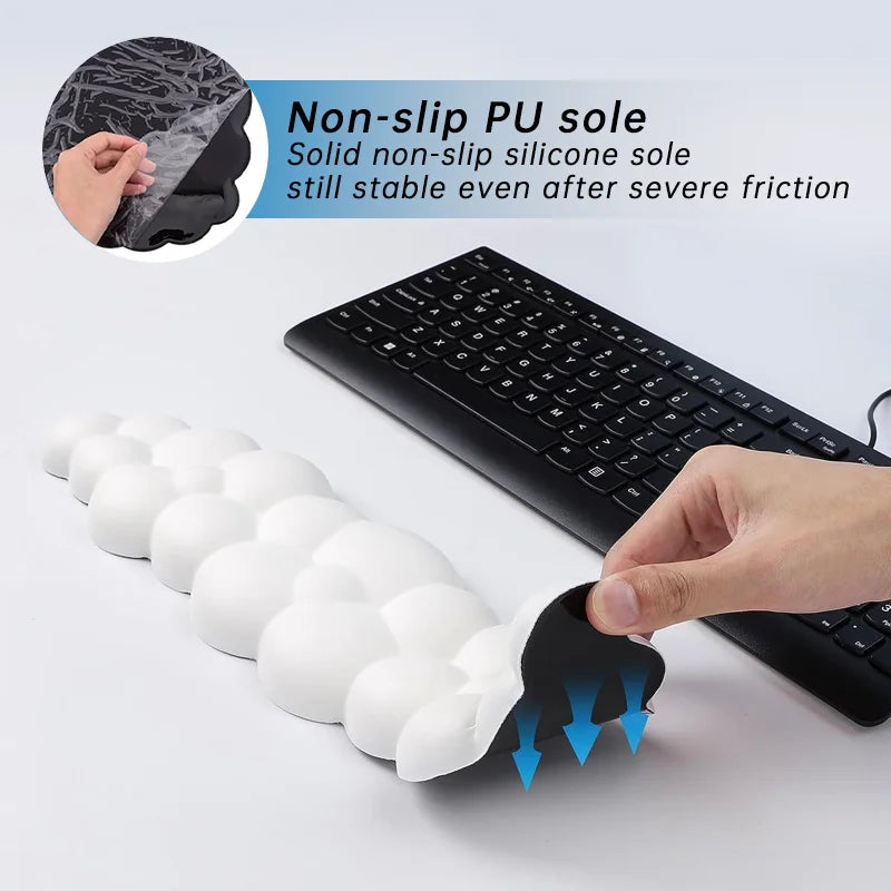 Ergonomic Cloud-Shaped Memory Foam Wrist Rest Pad with Anti-Slip Desk Mat for Enhanced Comfort in Office Settings