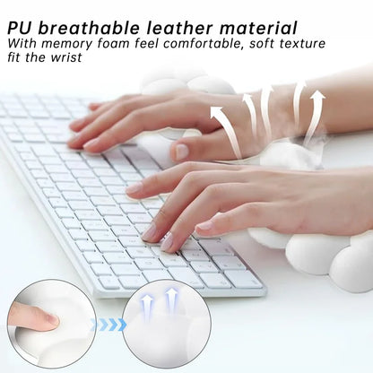 Ergonomic Cloud-Shaped Memory Foam Wrist Rest Pad with Anti-Slip Desk Mat for Enhanced Comfort in Office Settings