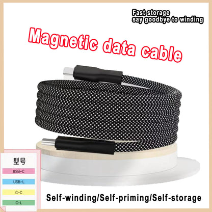 100W Magnetic USB C Charger Cable, 1M Nylon Braided Fast Charging Type C to Type C Cable